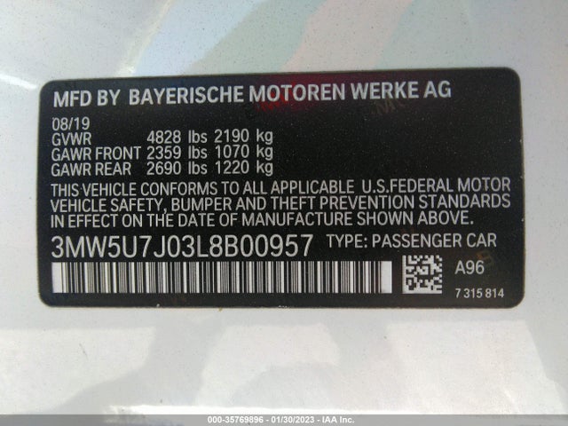 BMW 3 Series M340i 2020 аукцион фото