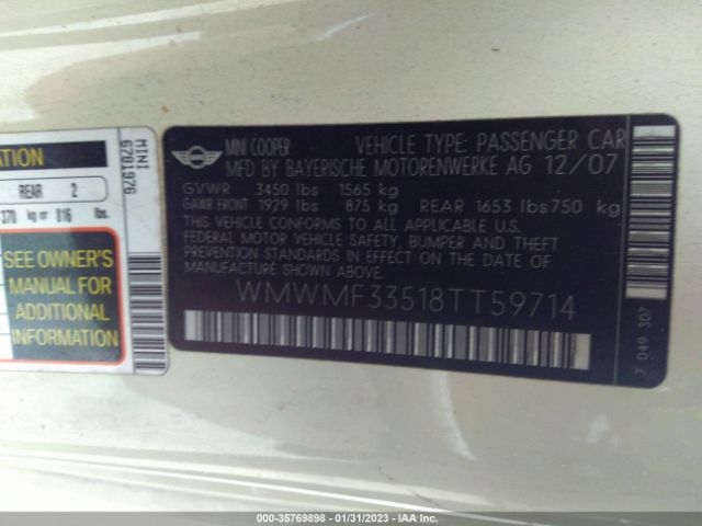 WMWMF33518TT59714 Mini COOPER HARDTOP