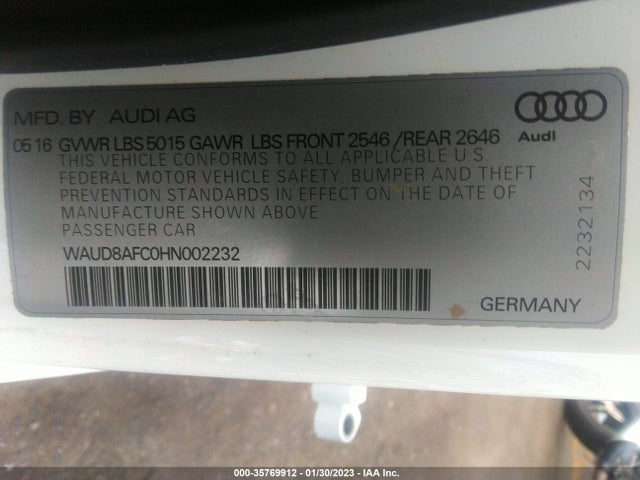 WAUD8AFC0HN002232 Audi A6 2.0t Premium