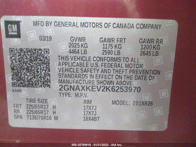 Chevrolet EQUINOX LT 2019 2GNAXKEV2K6253970 Image 11