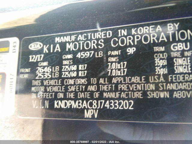 KNDPM3AC8J7433202 KIA Sportage Lx