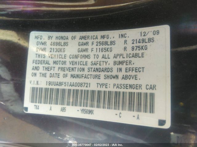 19UUA8F51AA008721 Acura TL TECH
