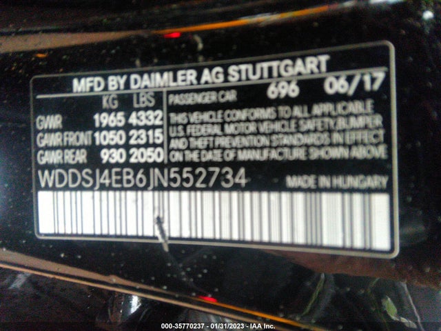 2018 Mercedes-Benz CLA-Class, VIN: WDDSJ4EB6JN552734