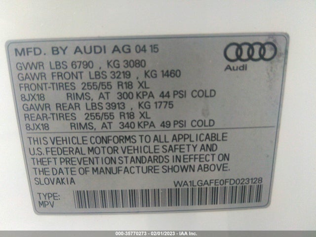 WA1LGAFE0FD023128 Audi Q7 3.0t Premium Plus