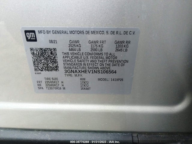 Chevrolet EQUINOX LS 2022 3GNAXHEV1NS106564 Image 9