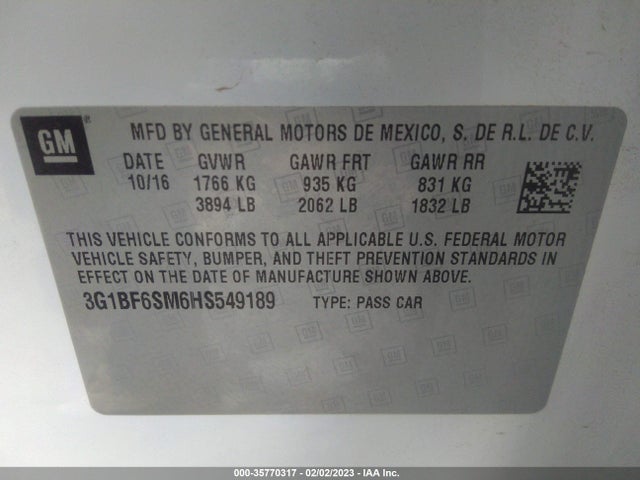 Chevrolet Cruze Premier 2017 3G1BF6SM6HS549189 Image 10