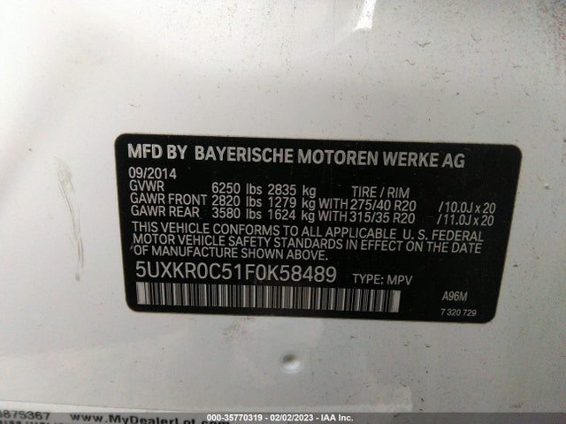 BMW X5 Xdrive35i 2015 5UXKR0C51F0K58489 Image 9