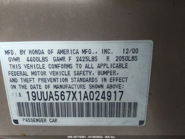 19UUA567X1A024917 Acura Tl W/navigation System