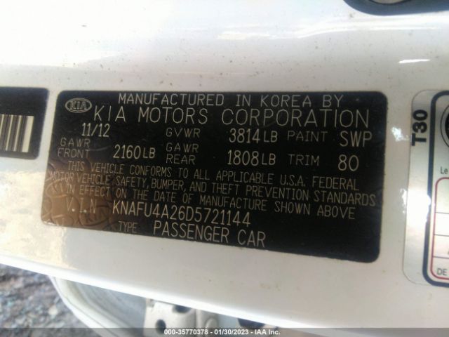 KNAFU4A26D5721144 KIA FORTE EX