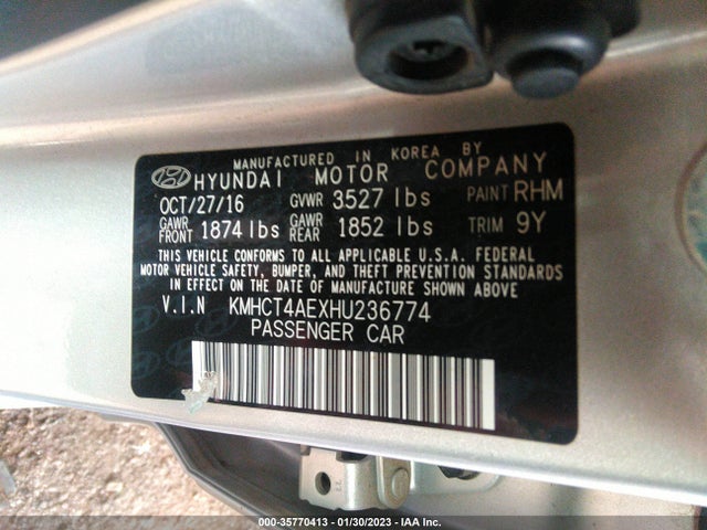 2017 HYUNDAI ACCENT SE VIN: KMHCT4AEXHU236774
