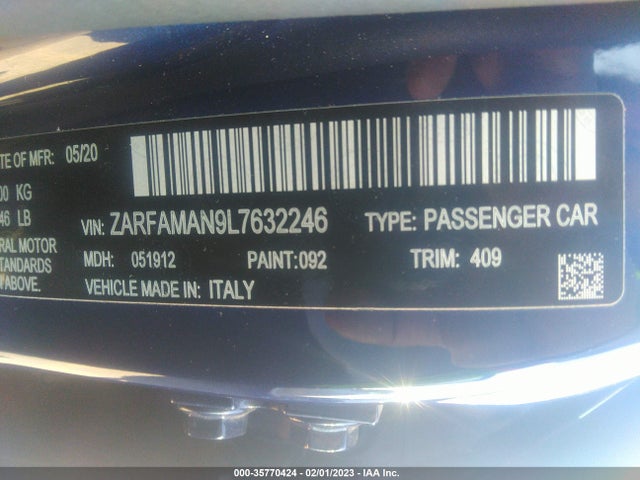 ZARFAMAN9L7632246 Alfa Romeo Giulia