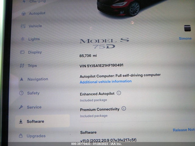 Tesla Model S 100d/90d/75d/60d/p100d 2017 5YJSA1E21HF190491 Image 7