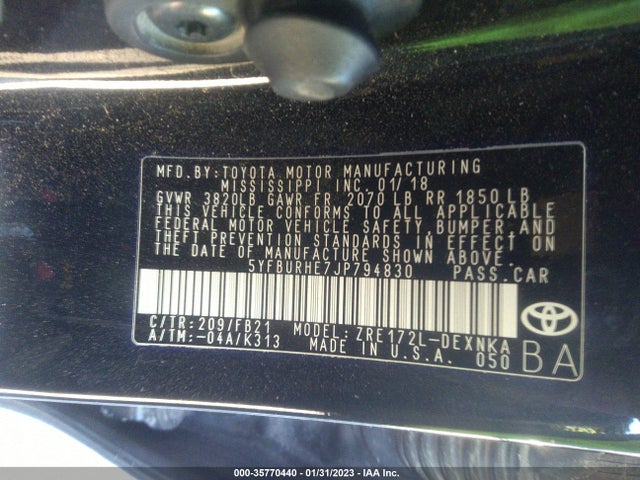 Toyota Corolla L/le/xle/se/xse 2018 5YFBURHE7JP794830 Image 9