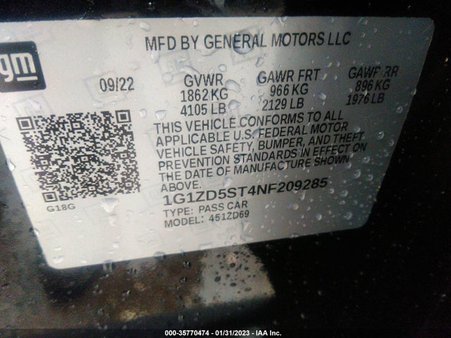 Chevrolet MALIBU LT 2022 1G1ZD5ST4NF209285 Image 9