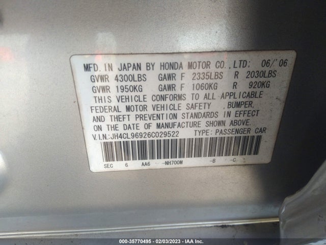 JH4CL96926C029522 Acura Tsx Navi