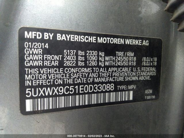 5UXWX9C51E0D33088 BMW X3 Xdrive28i