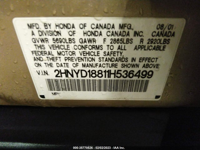 2HNYD18811H536499 Acura Mdx Touring Pkg