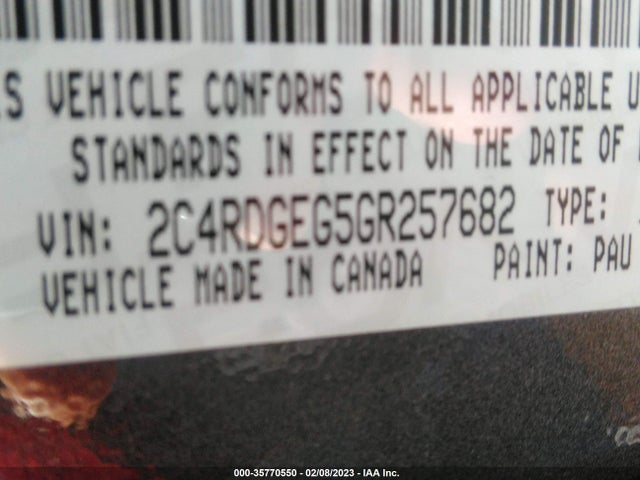2016 Dodge Grand Caravan, VIN: 2C4RDGEG5GR257682
