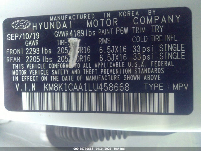 Hyundai Kona Se 2020 KM8K1CAA1LU458668 Image 11