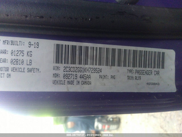 Dodge Challenger Sxt 2019 2C3CDZGG1KH729524 Image 9