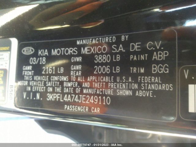 3KPFL4A74JE249110 KIA FORTE LX