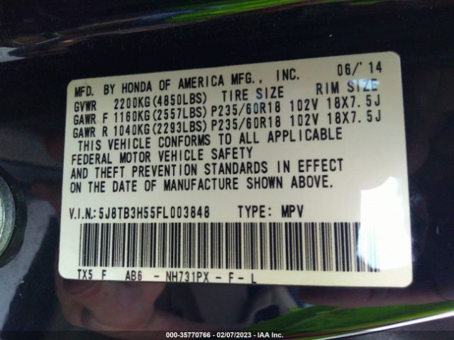 5J8TB3H55FL003848 Acura Rdx Tech Pkg