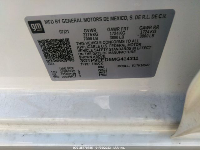 3GTP9EED5MG414311 GMC Sierra 1500 At4