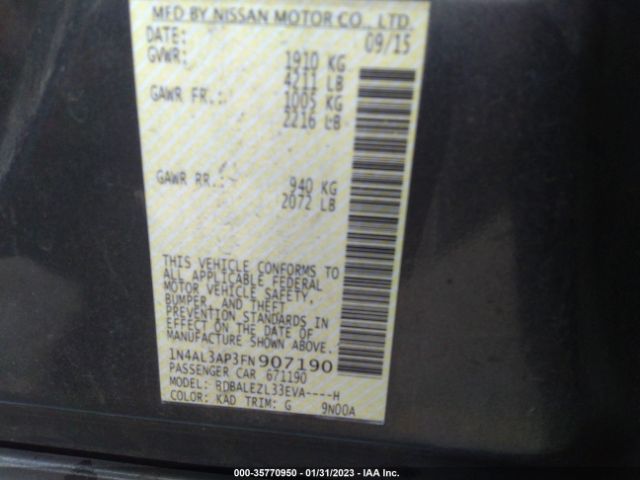 1N4AL3AP3FN907190 Nissan Altima 2.5 S