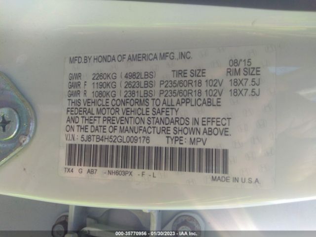 5J8TB4H52GL009176 Acura RDX