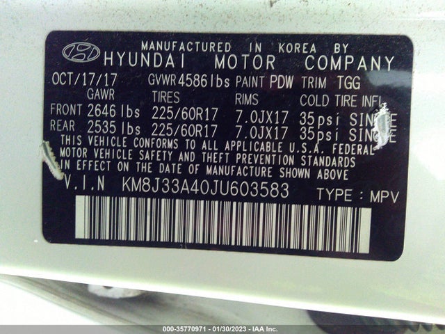 Hyundai TUCSON SEL 2018 KM8J33A40JU603583 Image 10