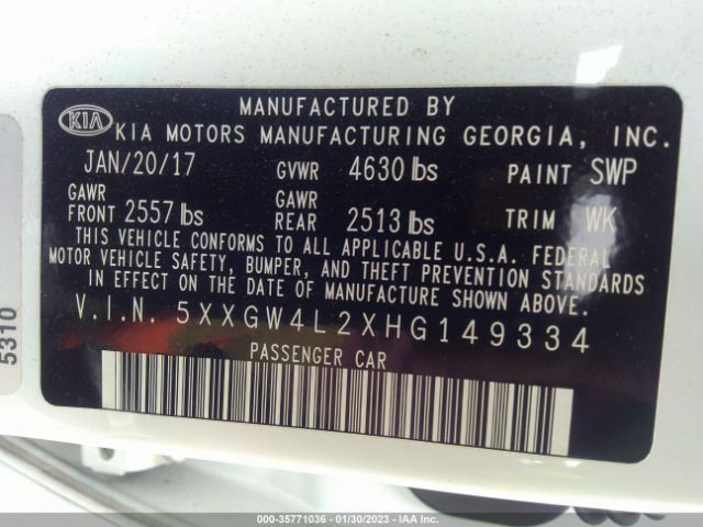 5XXGW4L2XHG149334 KIA OPTIMA SX