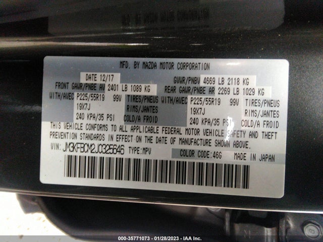 2018 Mazda CX-5, VIN: JM3KFBCM2J0325646
