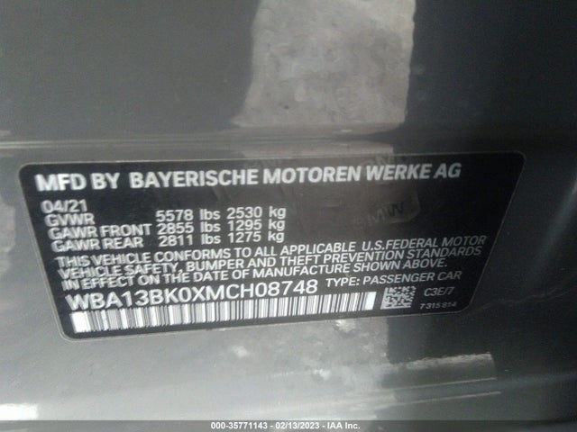 2021 BMW 5 Series, VIN: WBA13BK0XMCH08748