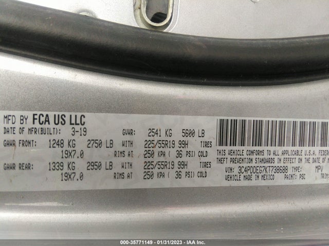 Dodge JOURNEY GT 2019 3C4PDDEG7KT738688 Image 9