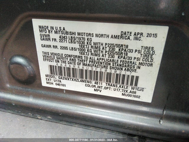 4A4AR4AU9FE030217 Mitsubishi Outlander Sport Se