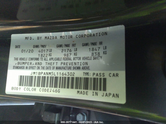 2020 Mazda 3, VIN: JM1BPANM5L1164302