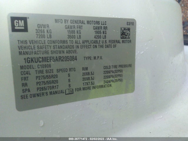GMC YUKON XL DENALI 2010 1GKUCMEF5AR205084 Image 10