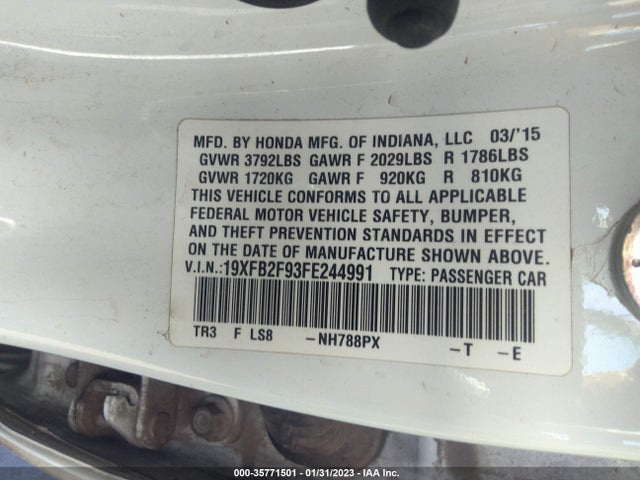 Honda Civic Sedan Ex-l 2015 19XFB2F93FE244991 Image 9
