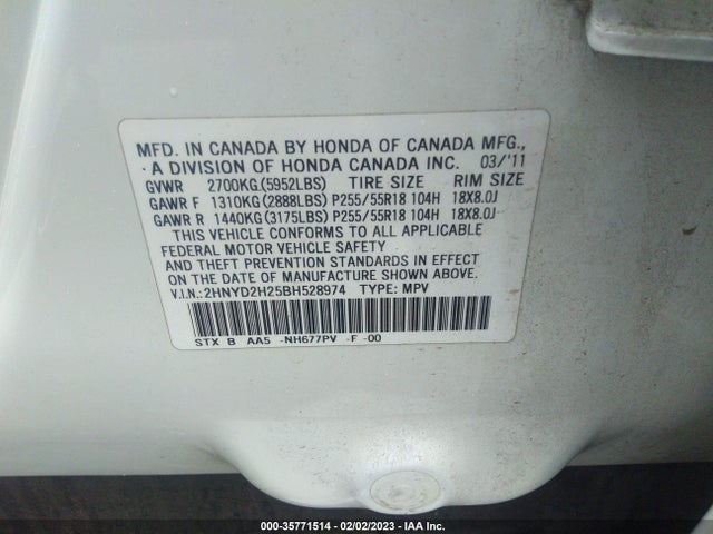 Acura MDX 2011 2HNYD2H25BH528974 Image 8