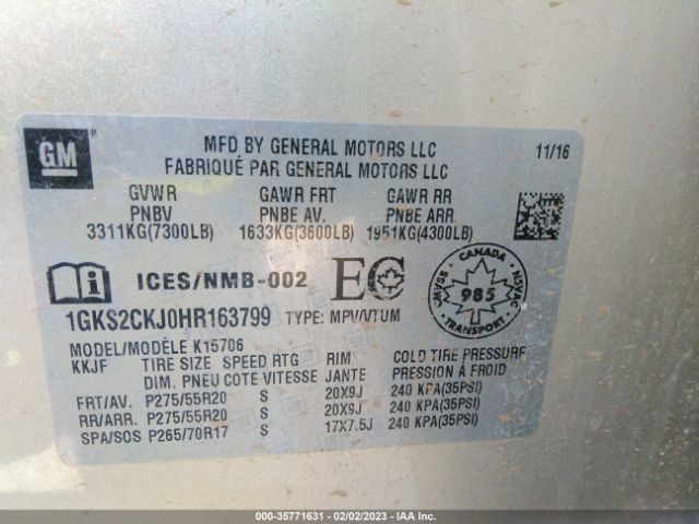 1GKS2CKJ0HR163799 GMC YUKON DENALI