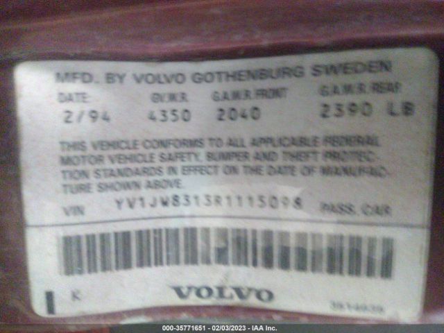 YV1JW8313R1115098 Volvo 940