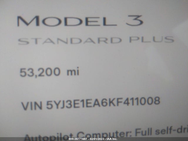 2019 Tesla 3, VIN: 5YJ3E1EA6KF411008