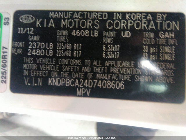 2013 KIA SPORTAGE LX VIN: KNDPBCA24D7408606