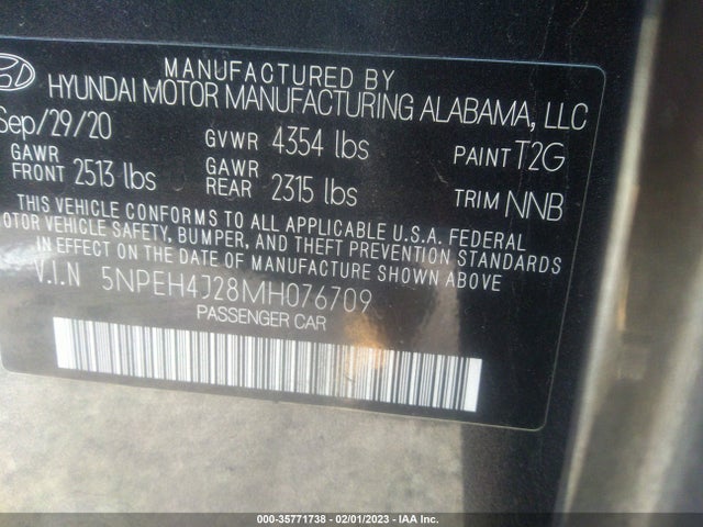 2021 Hyundai Sonata, VIN: 5NPEH4J28MH076709