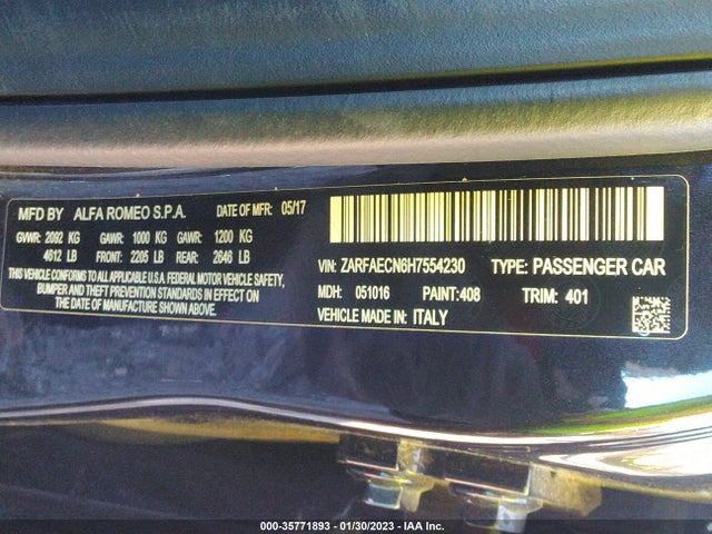 ZARFAECN6H7554230 Alfa Romeo GIULIA TI