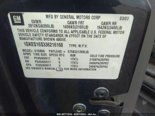 1GKES16S336216168 GMC Envoy Xl Sle