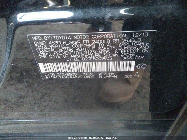 Lexus IS 350 2014 JTHBE1D29E5009932 Image 10