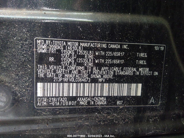 Toyota RAV4 2020 2T3P1RFV0LC064673 Image 9