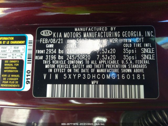 5XYP3DHC0MG160181 KIA Telluride Ex