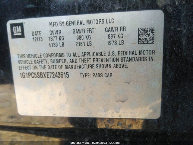 Chevrolet Cruze 1lt 2014 1G1PC5SBXE7243615 Image 9